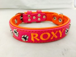 Lederhalsband pink-orange-01
