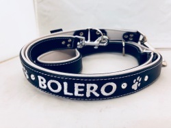Lederleine mit Name und Swarovski