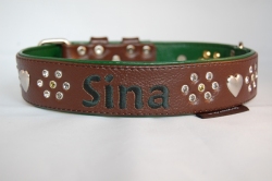 Lederhalsband bestickt