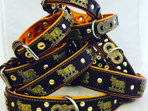 Appenzeller Lederhalsband mocca/altmessing