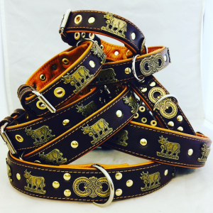 Appenzeller Lederhalsband mocca/altmessing