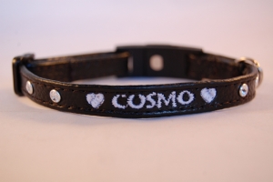 Katzenhalsband Nappaleder mit Bestickung