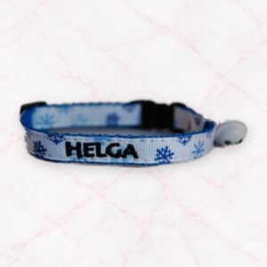 Katzenhalsband SCHNEEFLOCKE mit Bestickung