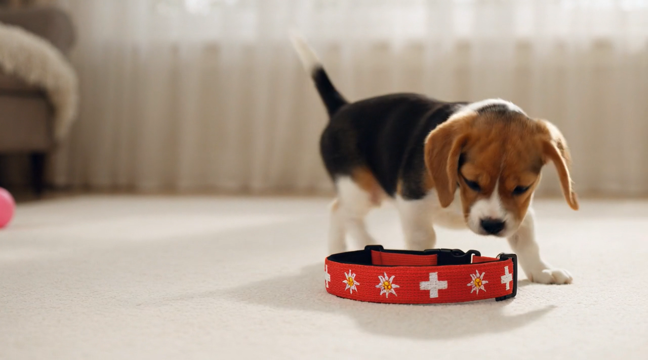 Dogsland Hund mit Leder-Halsband Appenzell Schweiz Manufaktur